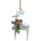 6.25" Silver Metal Reindeer Christmas Ornament with Black Gingham Bowtie & Pine
